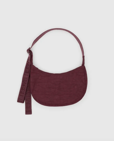 Medium Nylon Crescent Bag - Mahogany
