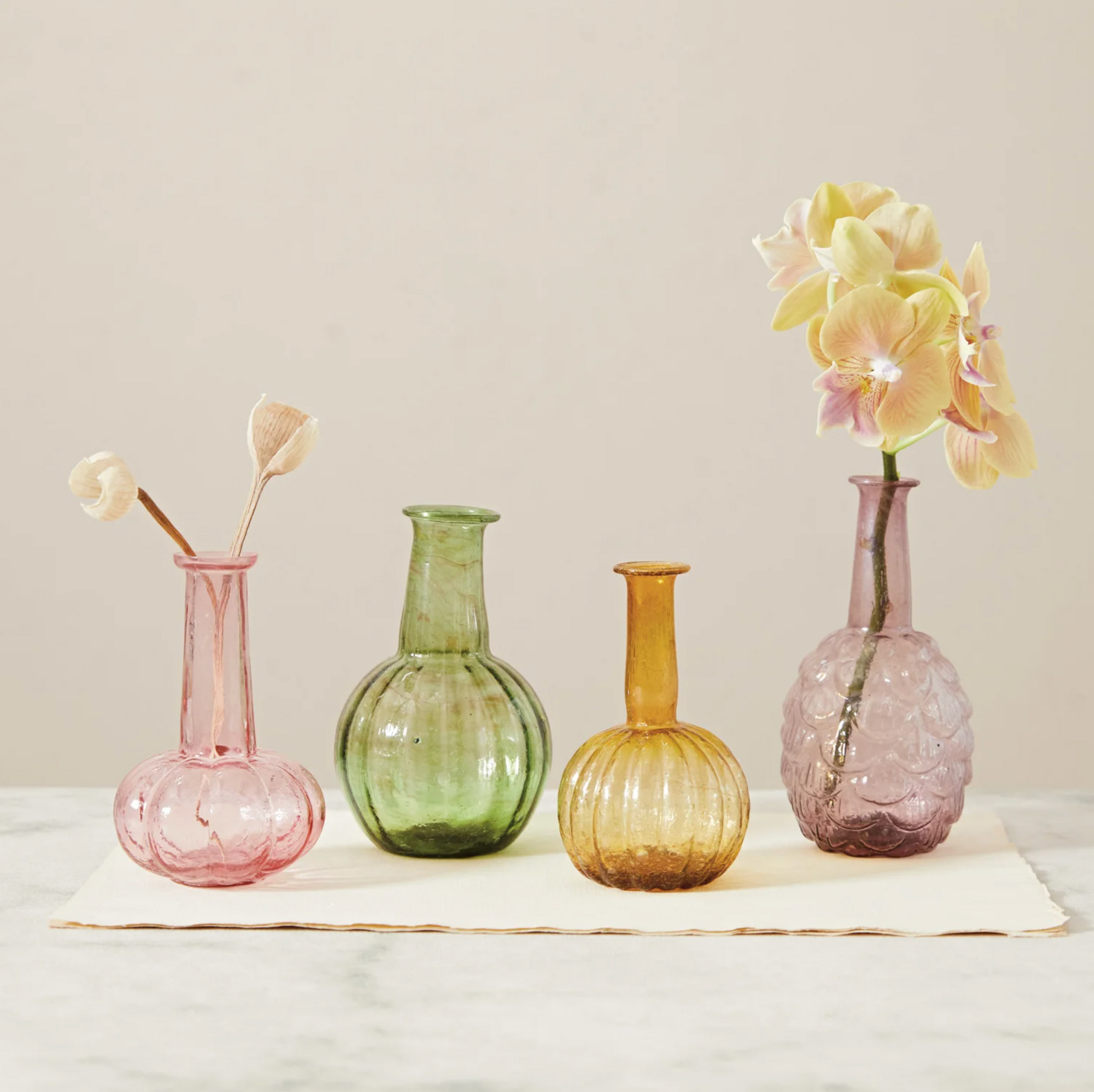 Hand-Blown Recycled Glass Vase - Assorted