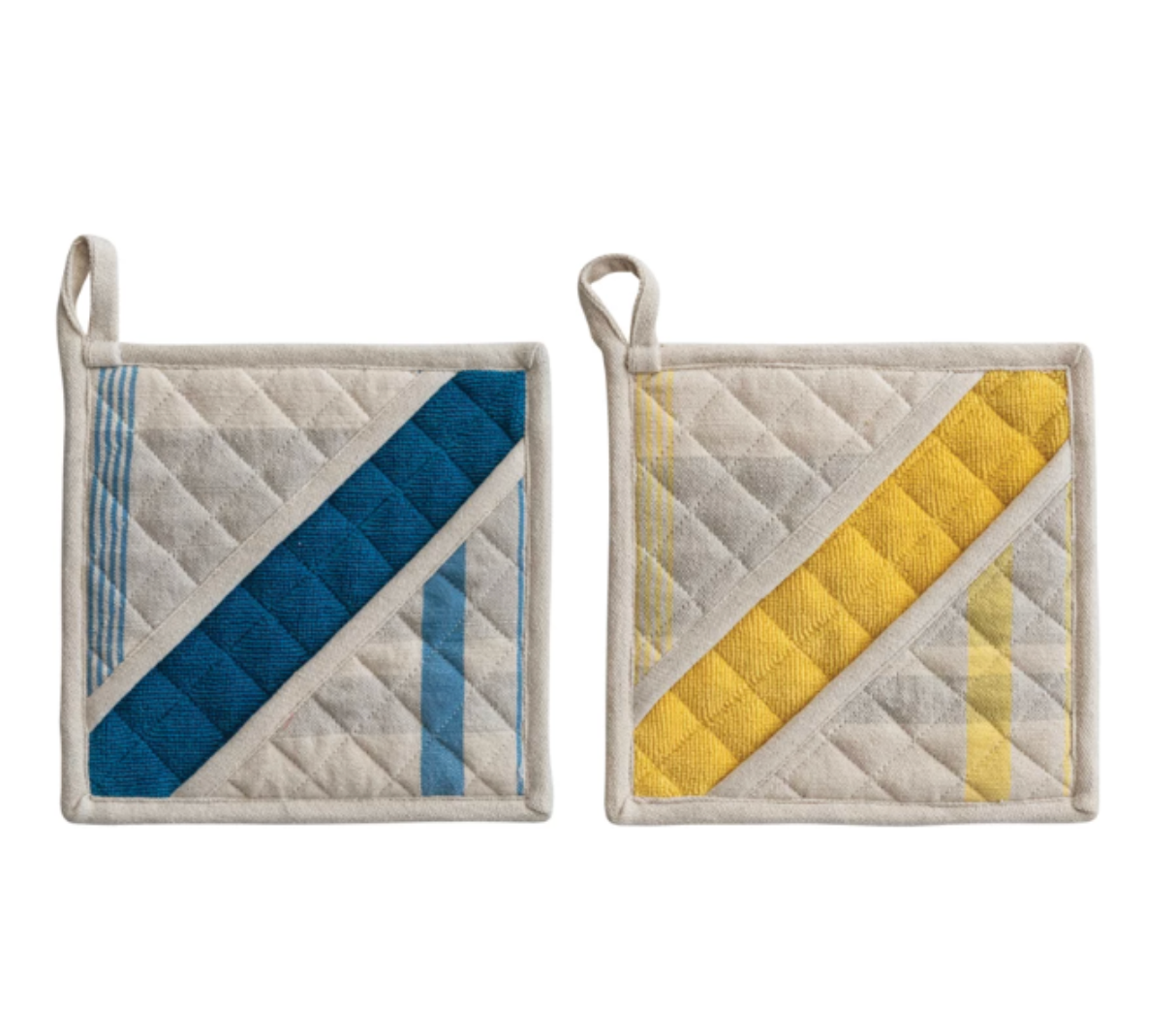 Quilted Cotton Pincher Pot Holder with Inside Pocket - Assorted