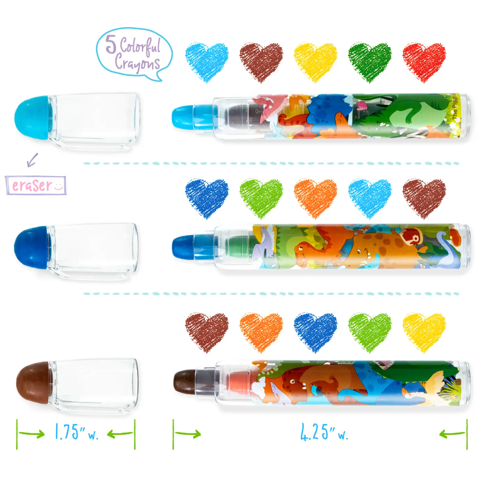 Color Stack to Go Erasable Crayons- Dinosaurs