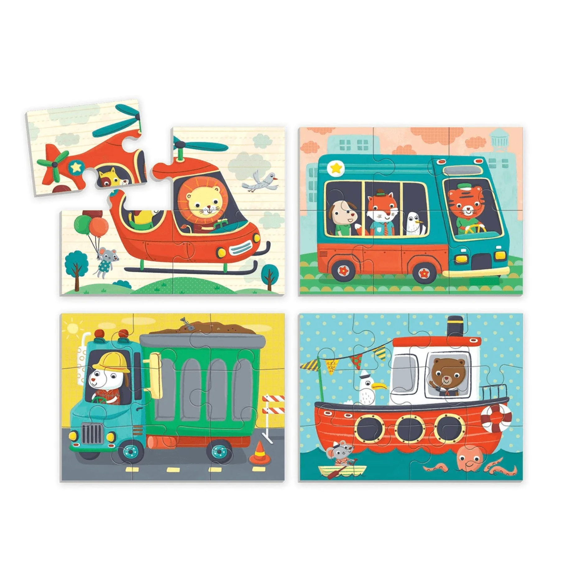 Transportation 4-in-A-Box Puzzle Set - Stay Forever