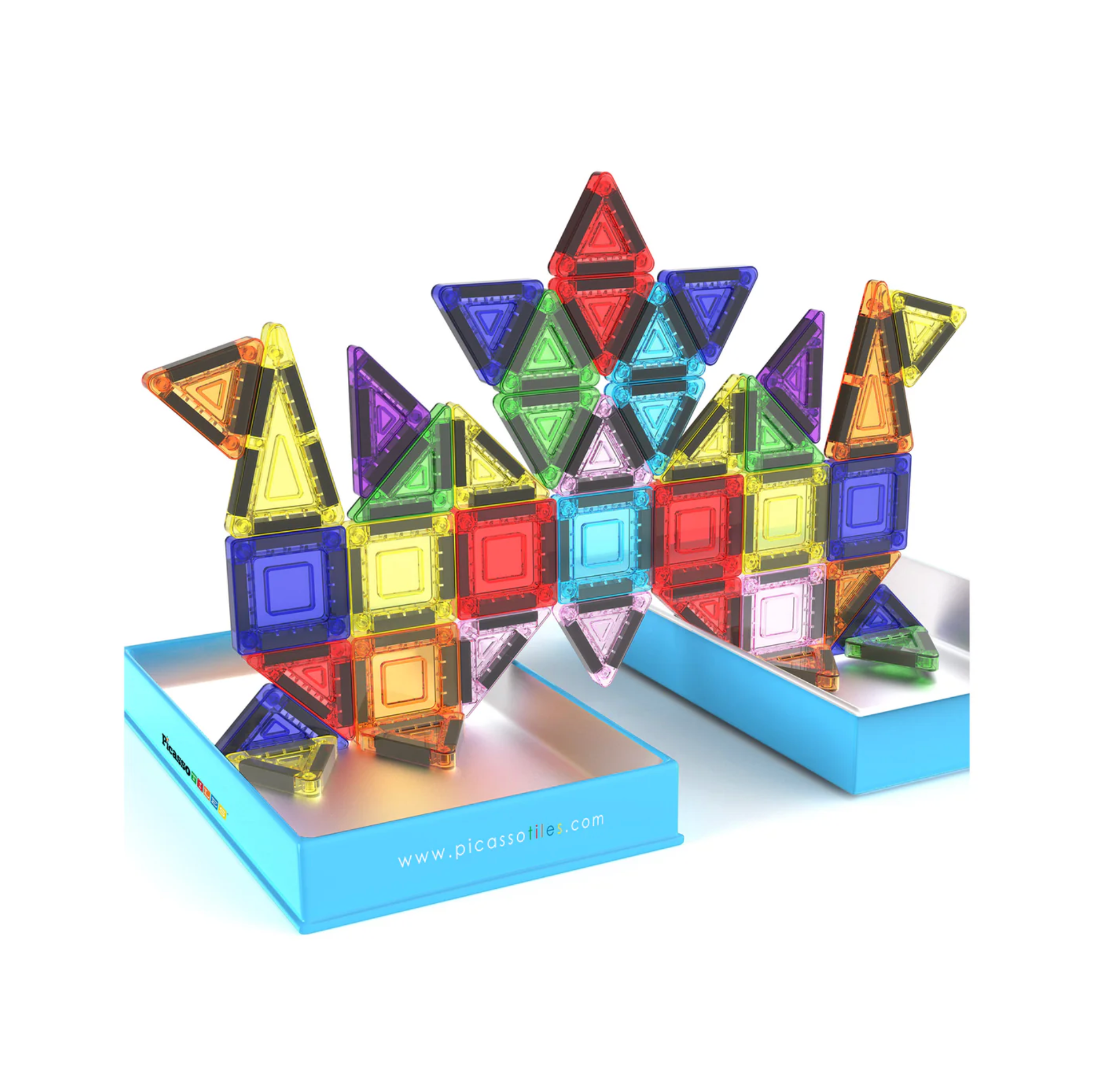 Picasso Tiles 50pc Nano Magnetic Building Tiles Construction Travel Set - Stay Forever