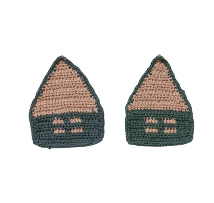 Crocheted House Shaped Coasters Set of 4