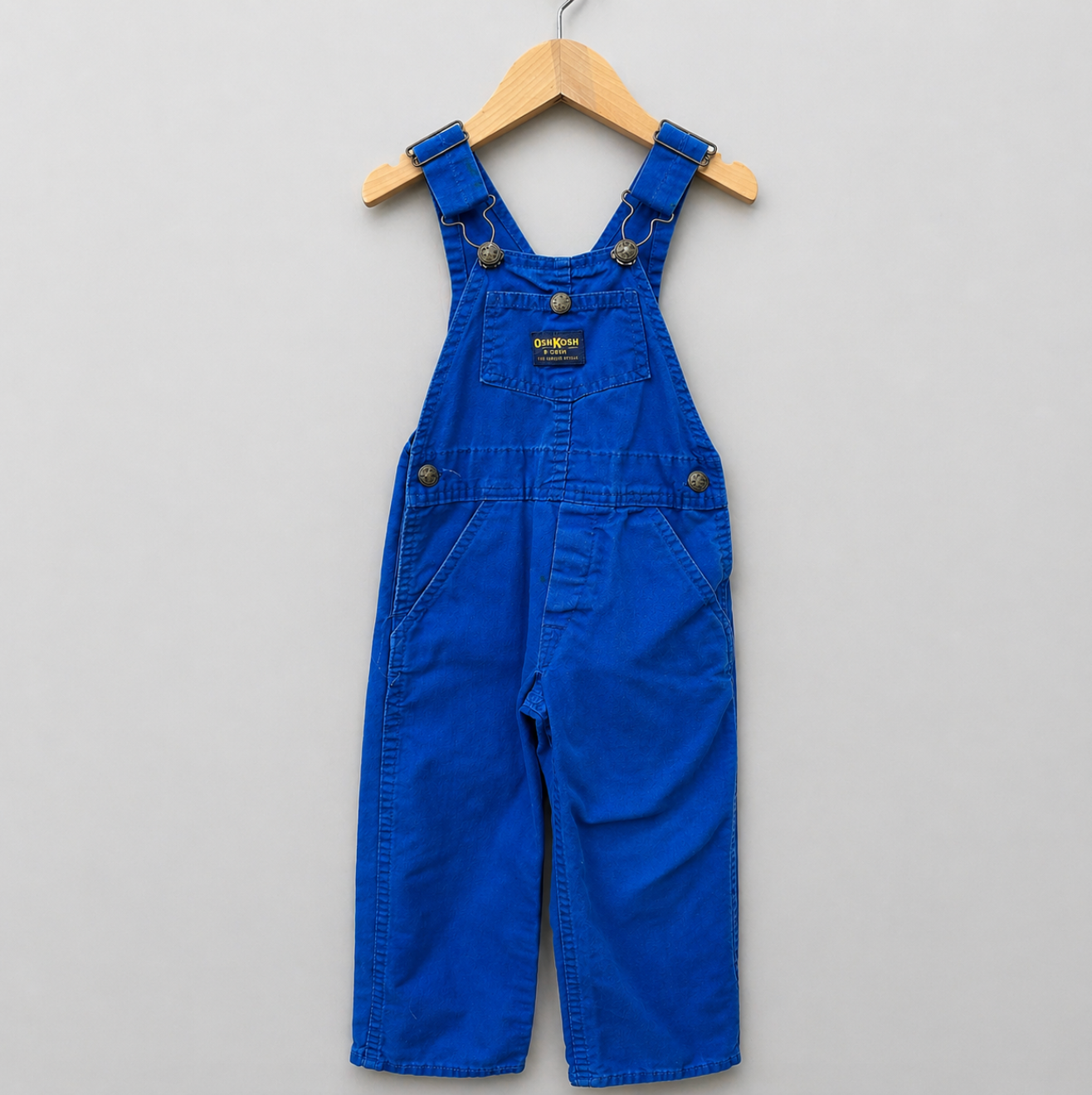 (pre-worn) vintage blue osh-kosh overalls 3T