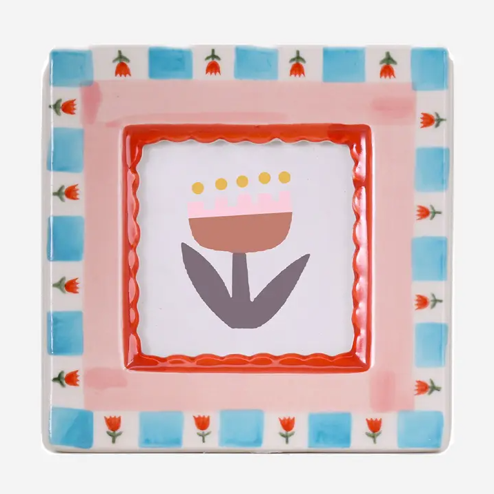 Ceramic Photo Frame Red Flower