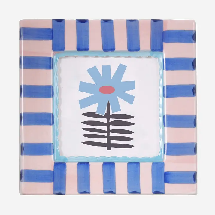 Ceramic Photo Frame Blue Stripe