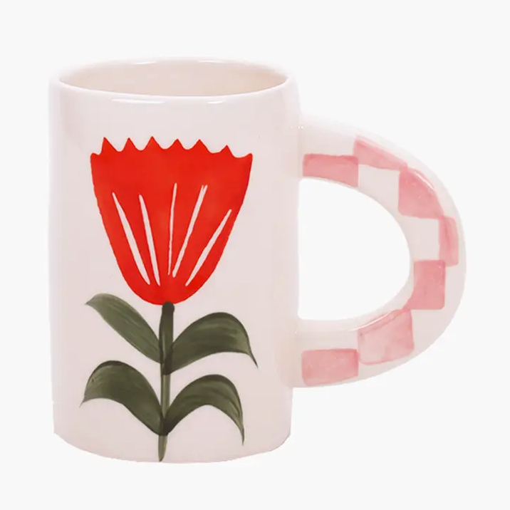Ceramic Mug- Red flower