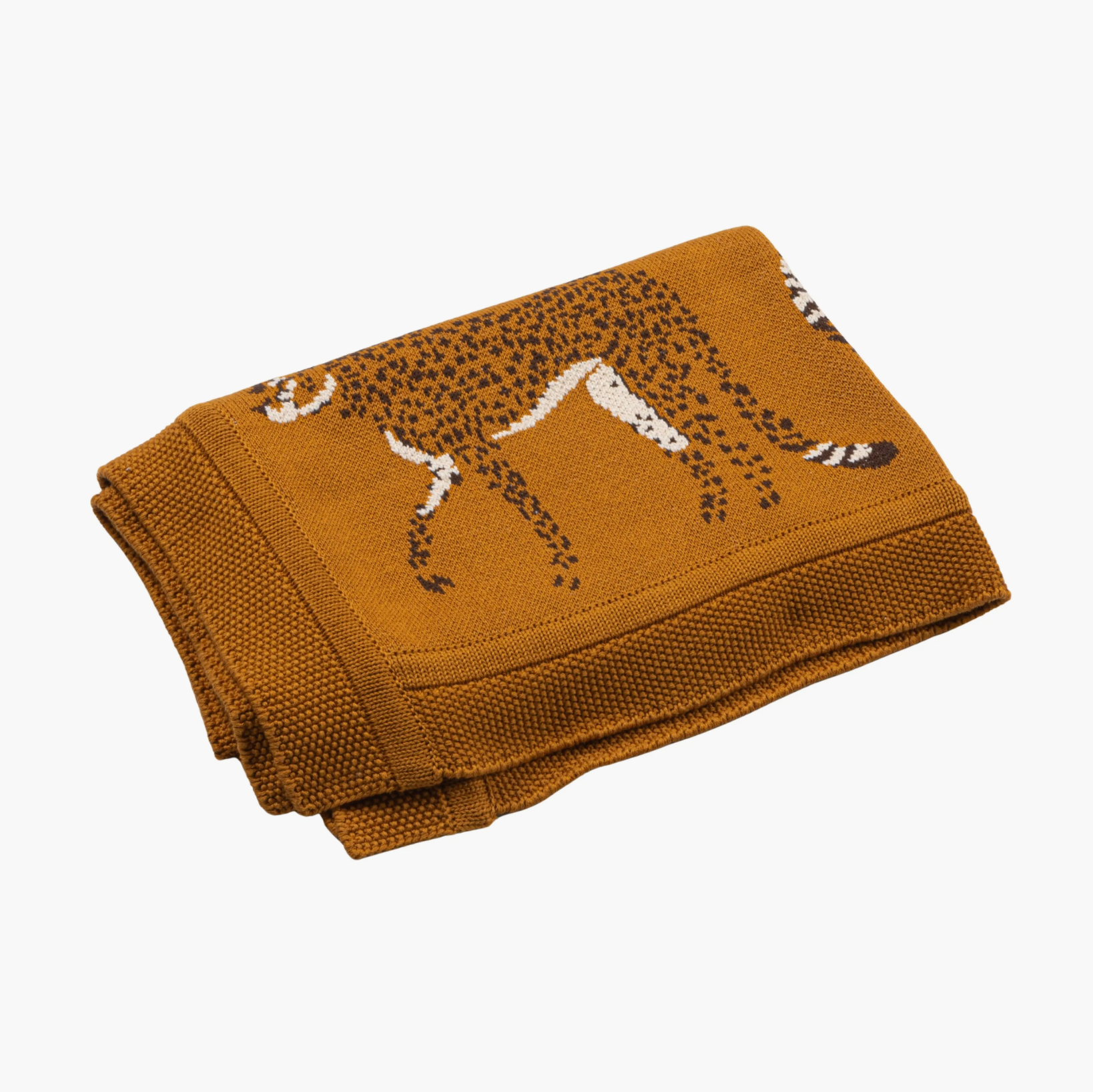 Cotton Knit Baby Blanket w/ Cheetahs