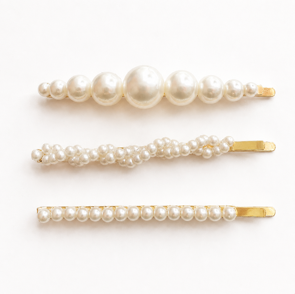 Pearl Barrettes - Set of 3