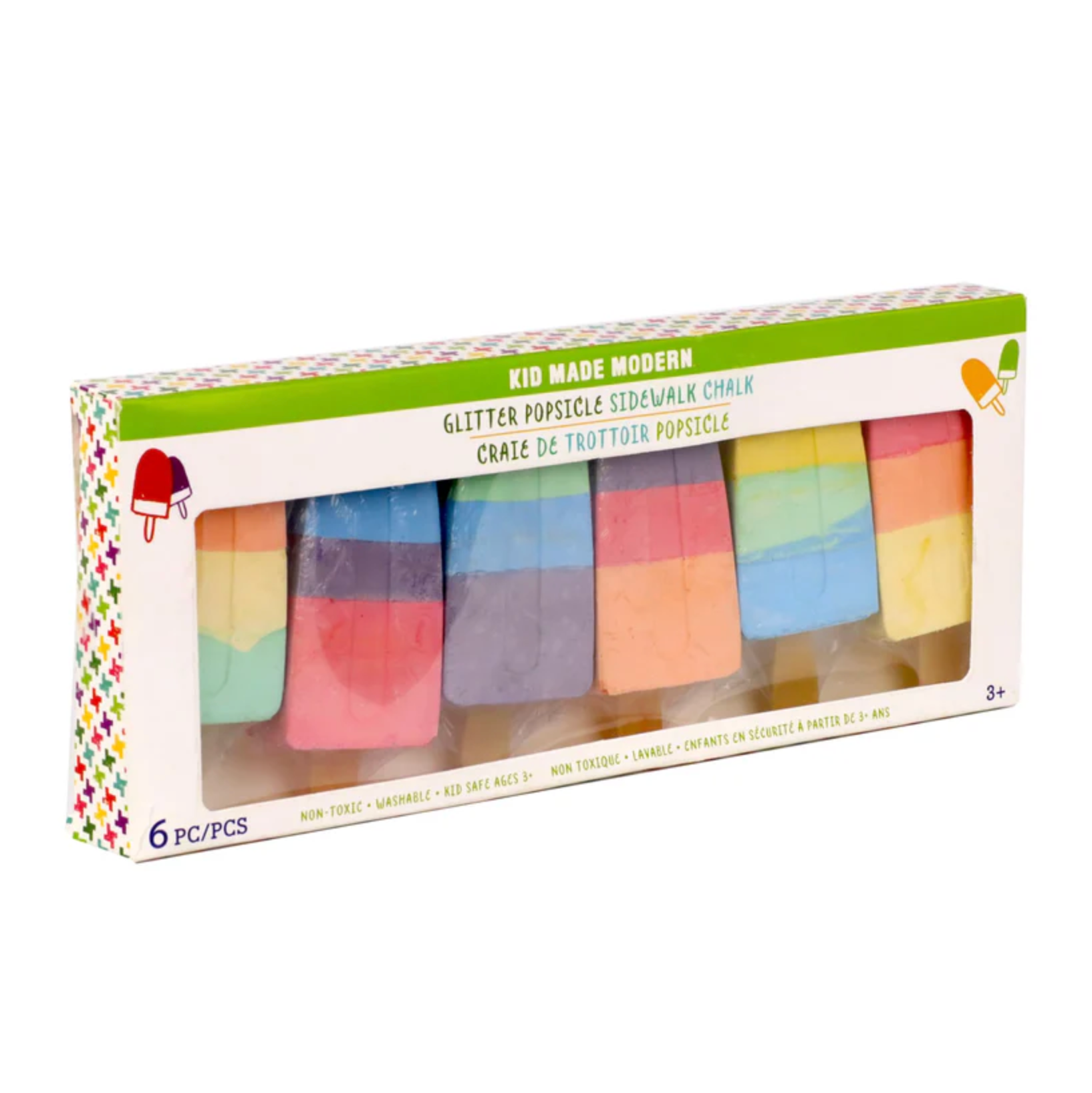 3 Color Popsicle Glitter Chalk 6 Pack