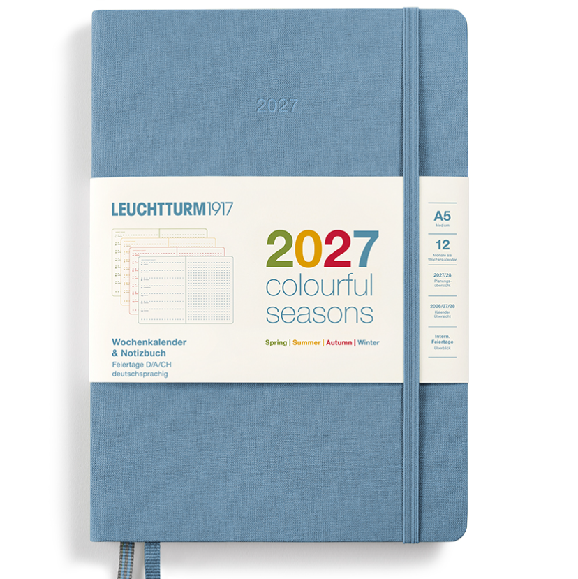 2027 Weekly Planner & Notebook Dotted Medium A5 Colorful Seasons