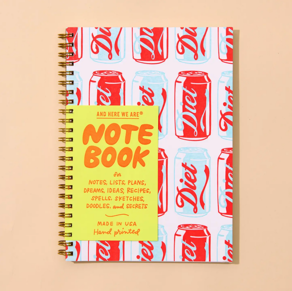 Letterpress A5 Spiral Notebook (Lined)—Diet Soda