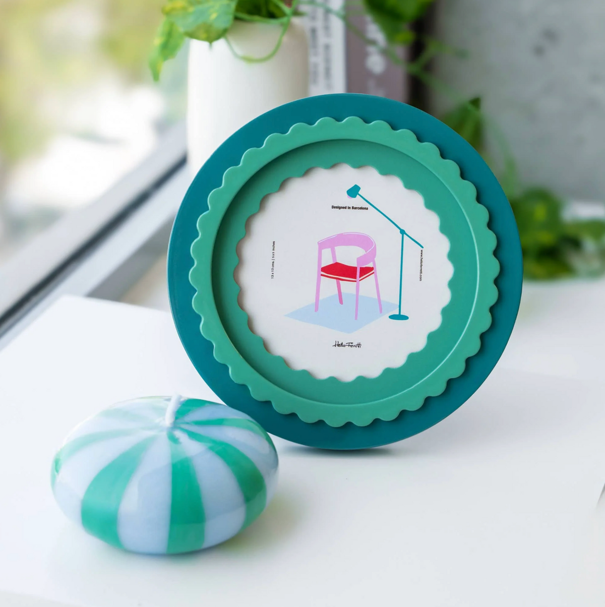 Round Glossy Green Photo Frame