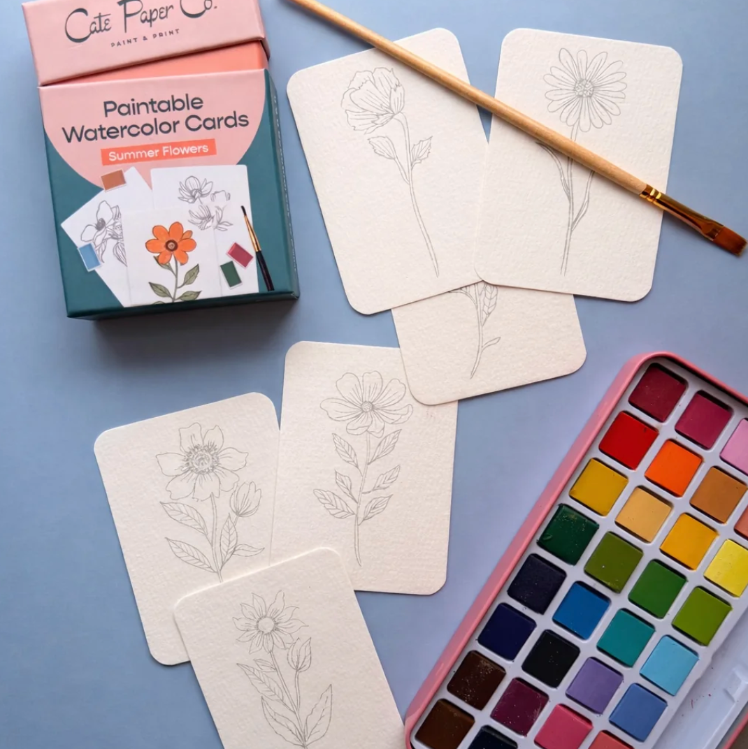 Paintable Watercolor Card Deck - Summer Flowers