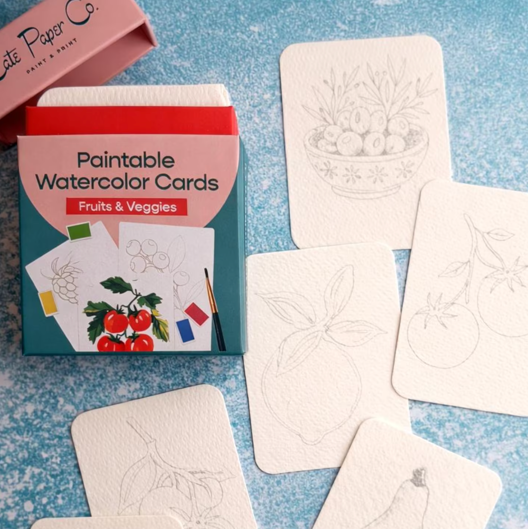 Paintable Watercolor Card Deck - Fruits and Veggies