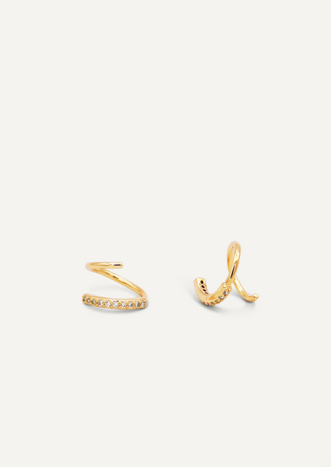 Pave Spiral - Gold Earrings
