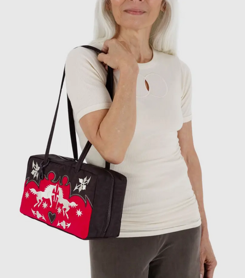 Nylon Bowler Bag Western Appliqué