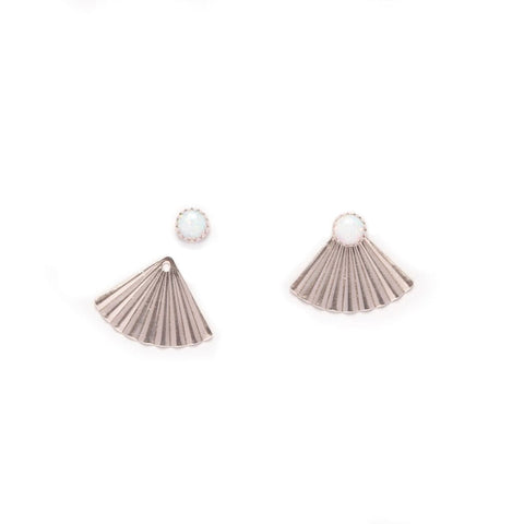 Opal Mini Pleat Jacket Earrings Silver