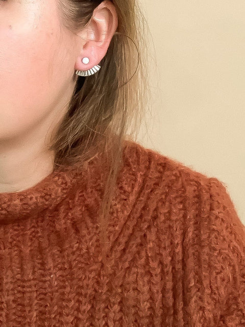 Opal Mini Pleat Jacket Earrings Silver