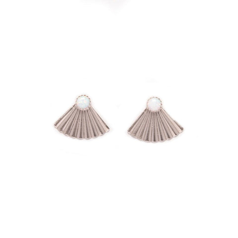 Opal Mini Pleat Jacket Earrings Silver