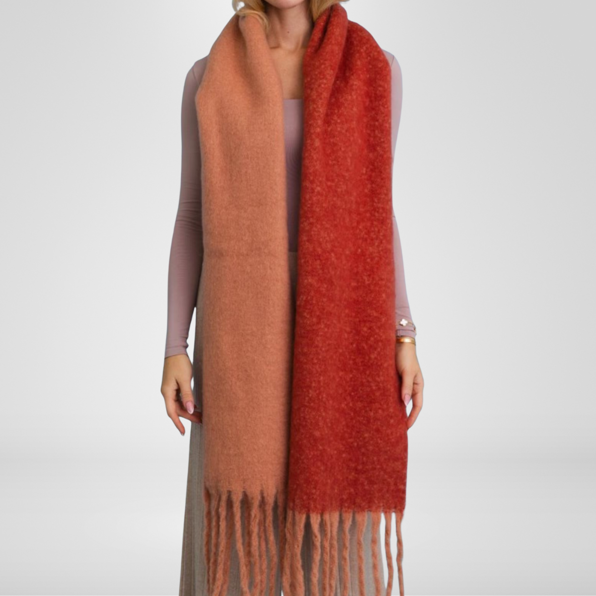Cozy Solid Two Tone Scarf