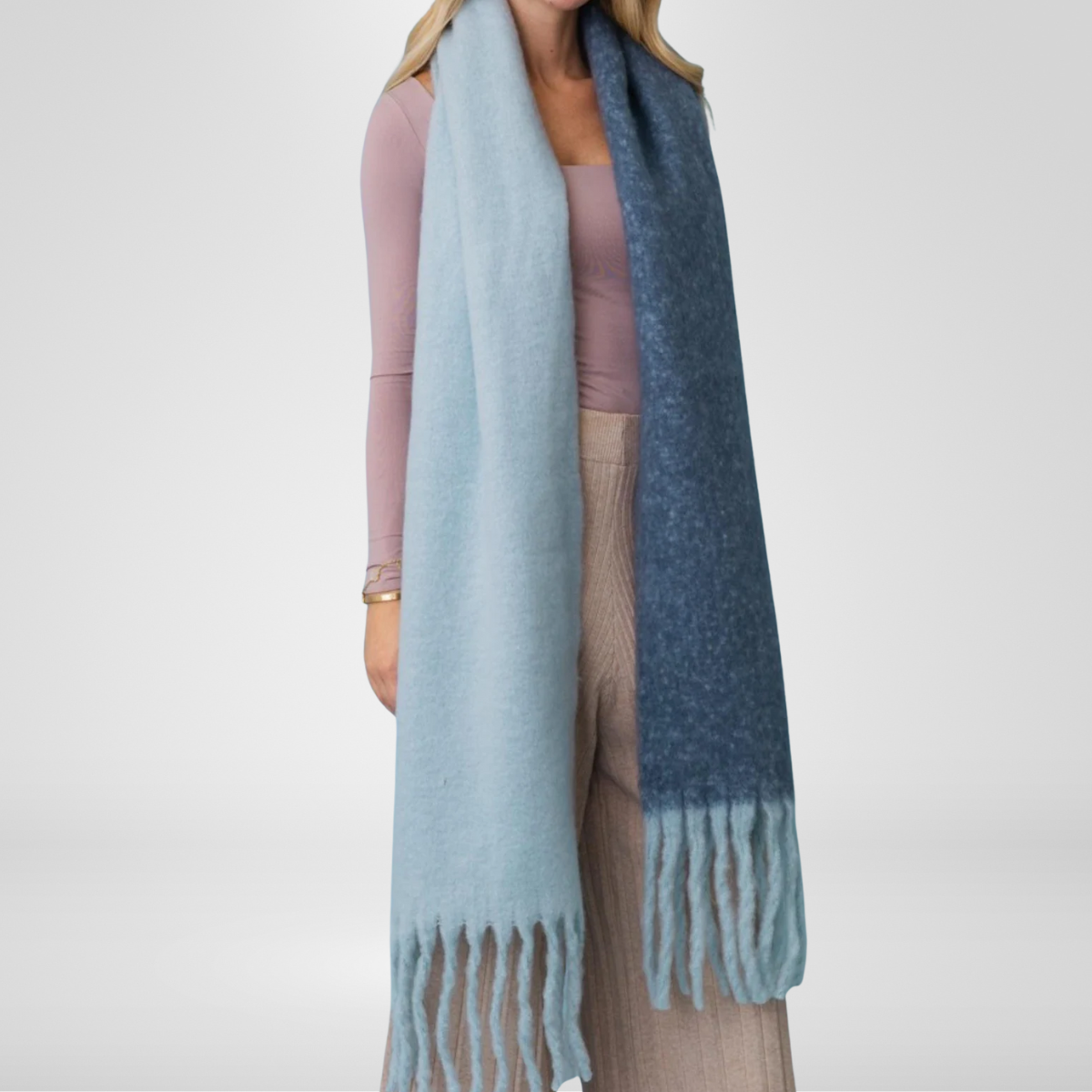 Cozy Solid Two Tone Scarf