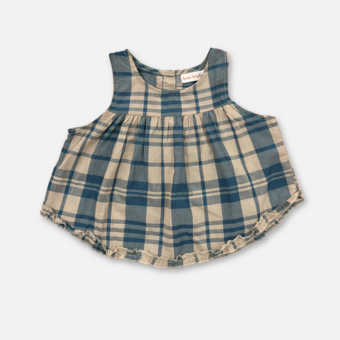 Blue & Beige Plaid Frill 2 Piece Set
