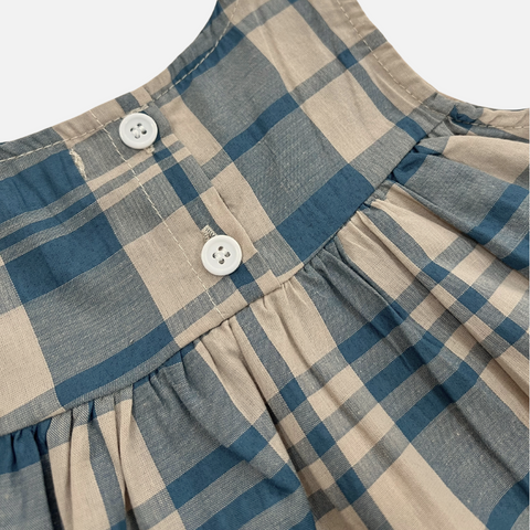 Blue & Beige Plaid Frill 2 Piece Set
