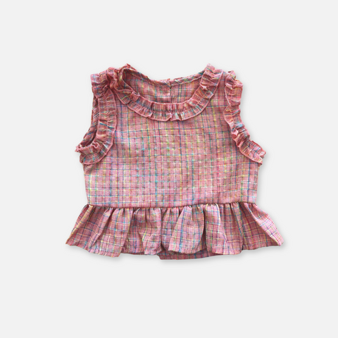 Pink Multi Plaid Frill 2 Piece Set