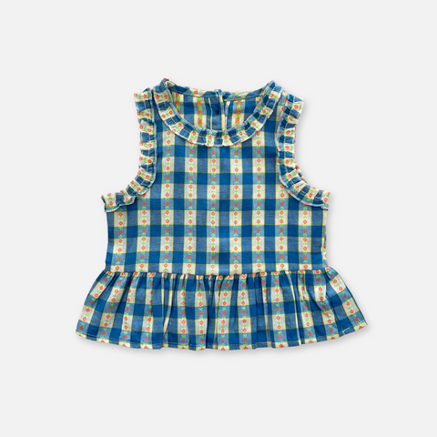 Picnic Blue Gingham Frill 2 Piece Set