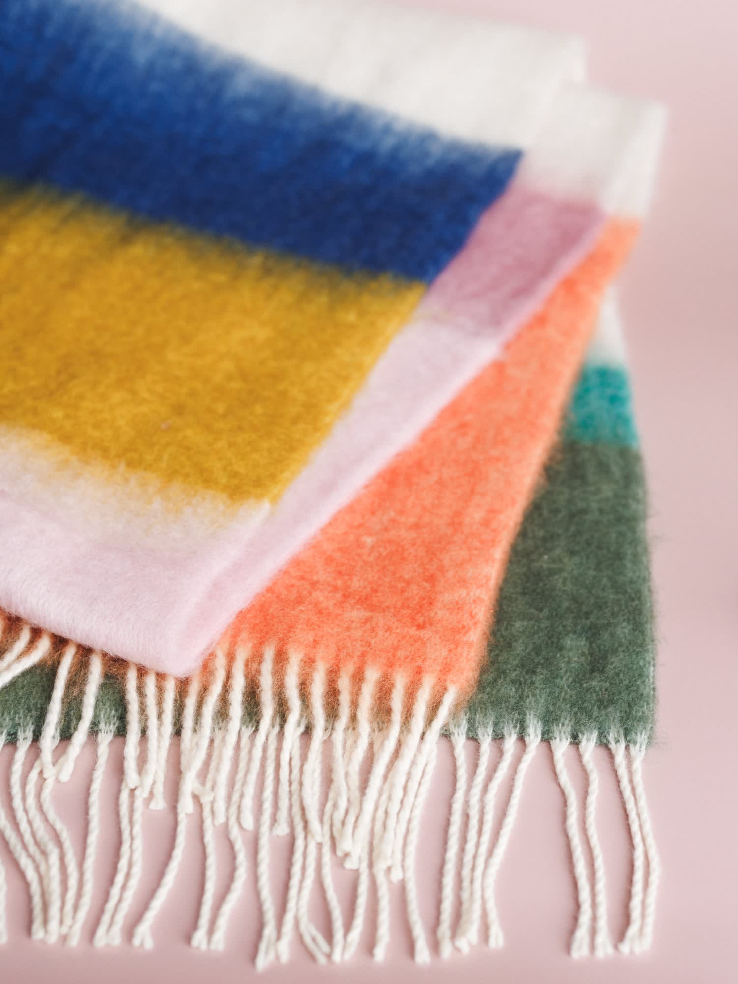 Fuzzy Color Block Scarf