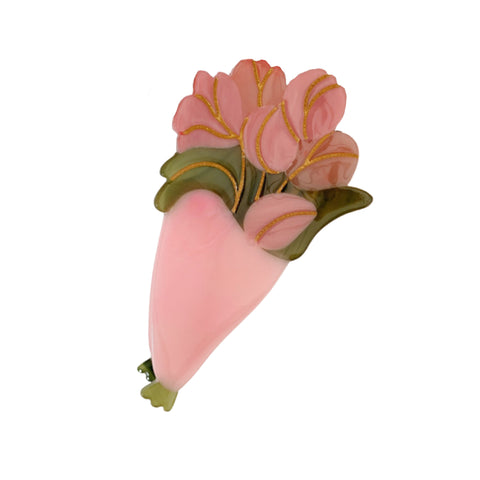 Pink Tulip Bouquet Hair Claw