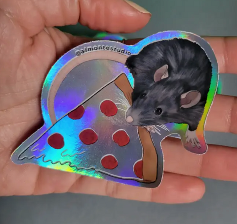 Pizza Rat Holographic Sticker