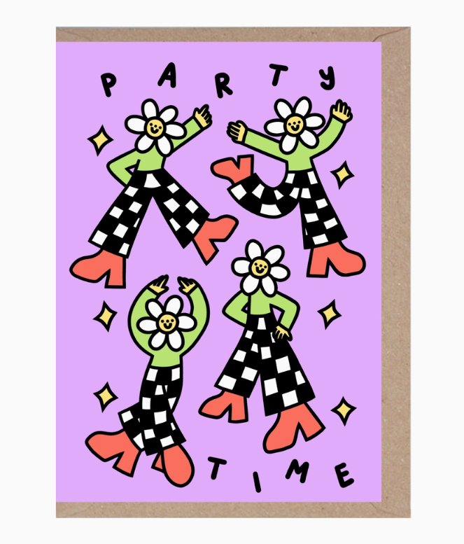 Party Time - Birthday Card - Fun - Disco - Greeting Card