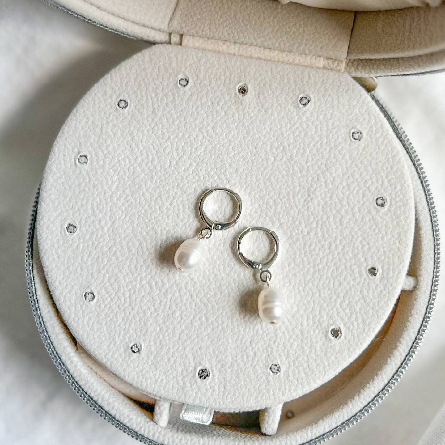 Silver Pearl Huggie Hoops - Stay Forever