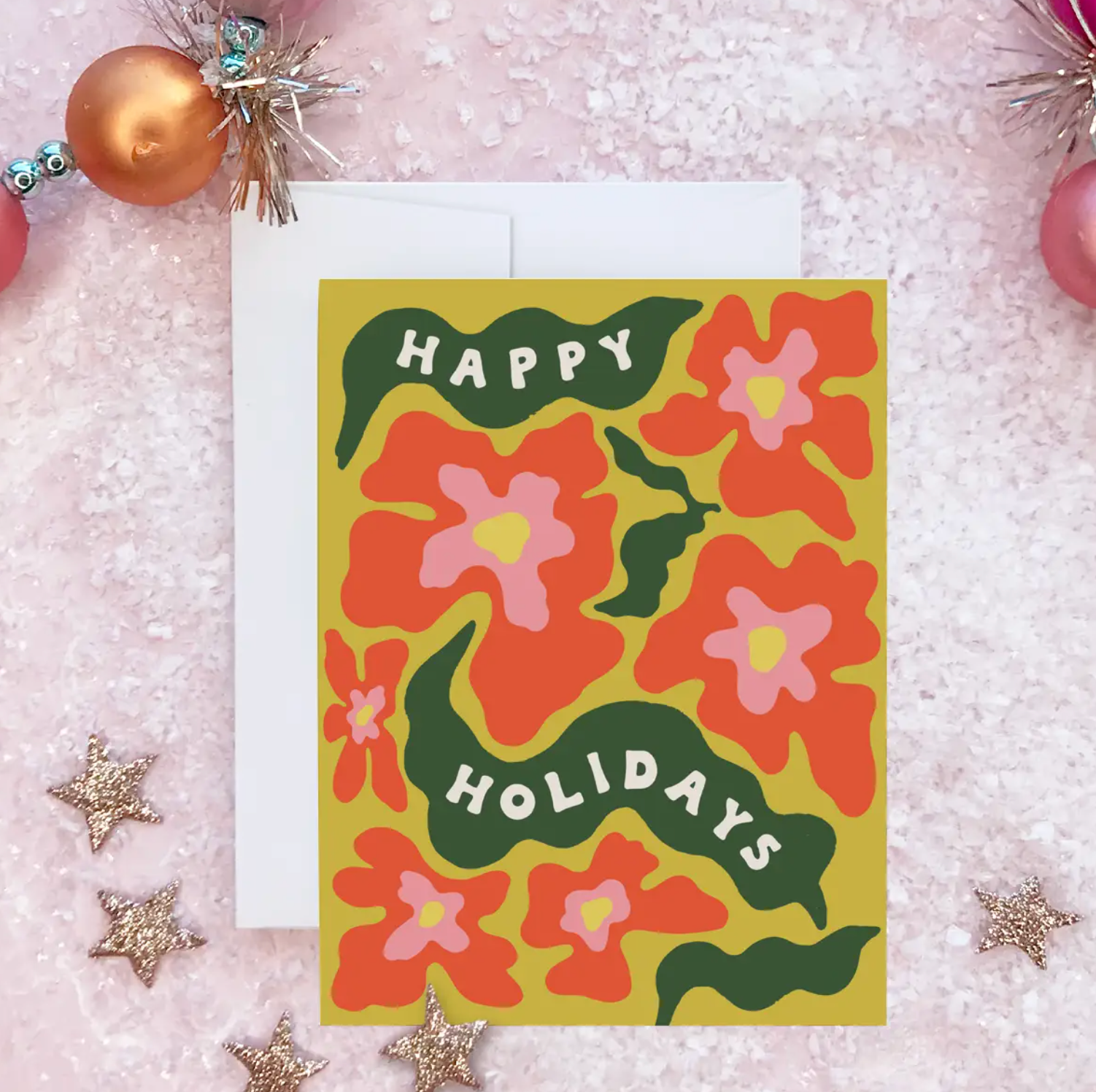 Trippy Poinsettia Holiday Greeting Card - Stay Forever