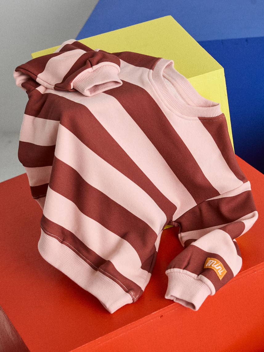Striped Sweatshirt - Burgundy & Pink