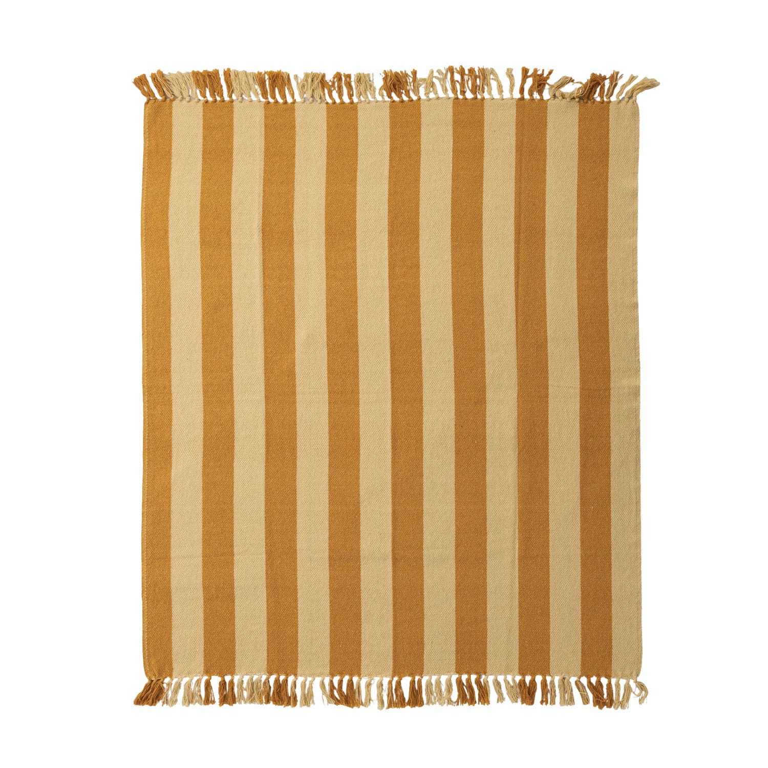 Mustard Stripe Throw w/Fringe