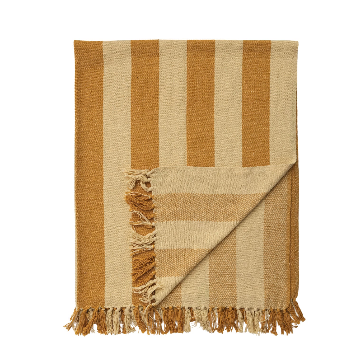 Mustard Stripe Throw w/Fringe