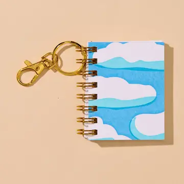 Letterpress Mini Notebook Bag Charm—Clouds and Sky