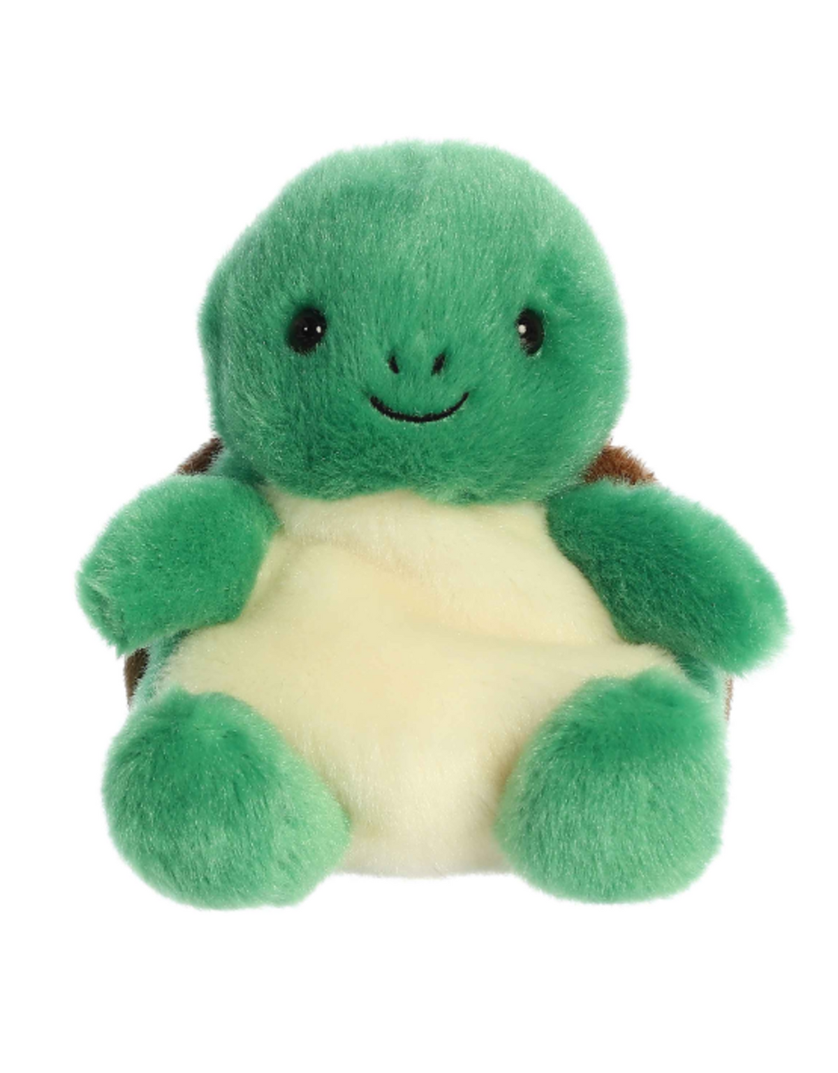 Aurora 5-inch Honu Sea Turtle plush toy with green fluffy body and cream belly