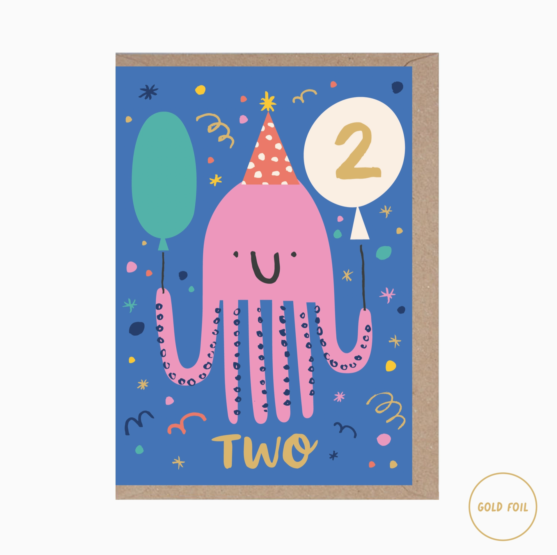 2 Year Old Octopus Birthday Card