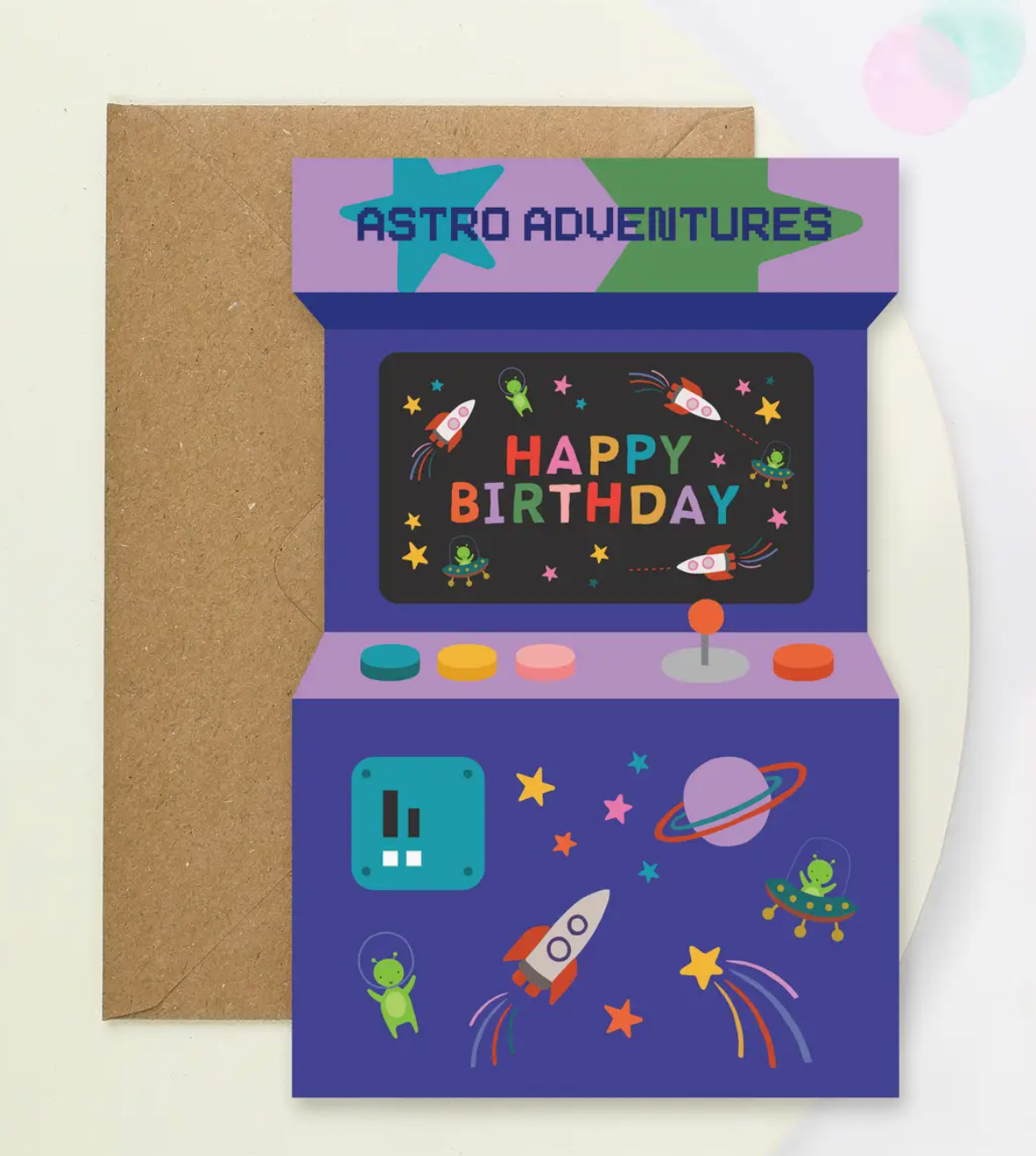 Astro Adventures Arcade Birthday Card