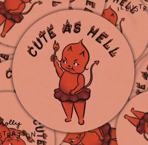 Cute As Hell Kewpie Devil Sticker