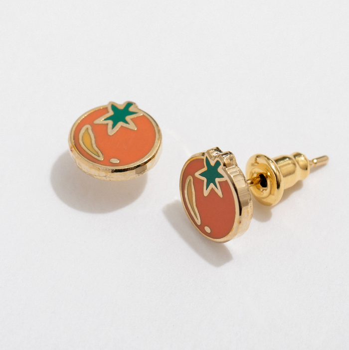 Tomato Enamel Stud Earrings