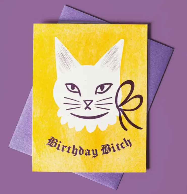 Blackletter Birthday Bitch - Risograph Card
