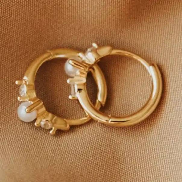 Alexandria Diamond and Pearl Hoops