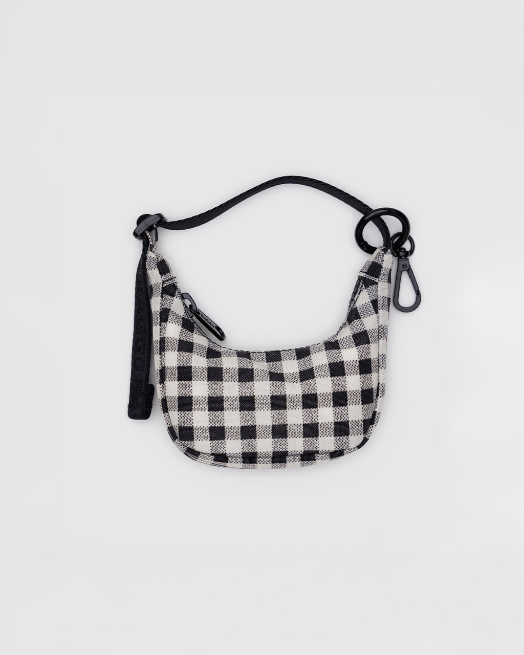 Crescent Bag Charm - Black & White Gingham