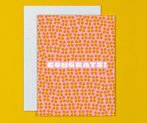 Congrats Flower Pattern Card - Orange