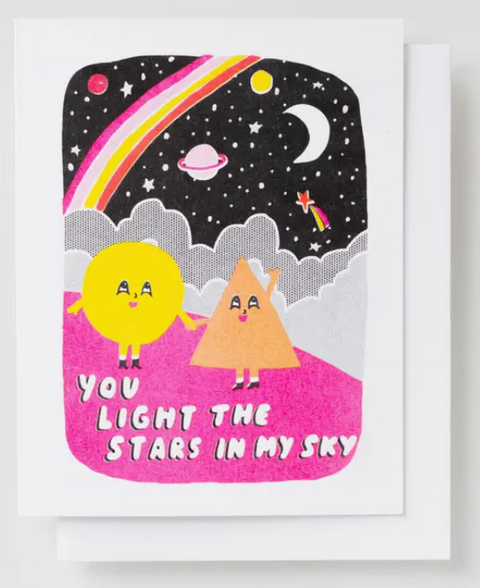 You Light The Stars Risograph Card